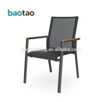 Outdoor Leisure Aluminum Sling Chair with Teak Wood High Quality Coffee Chair